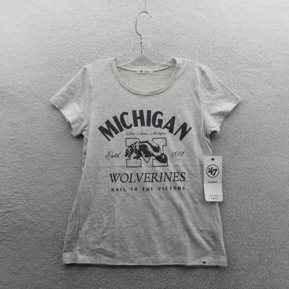 47 Brand Michigan Wolverines Shirt Womens Small Gray Hail To The Victors Cotton